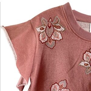 Chloe Oliver for Anthropologie Padma Sweatshirt Dusty Rose Short Sleeve Small